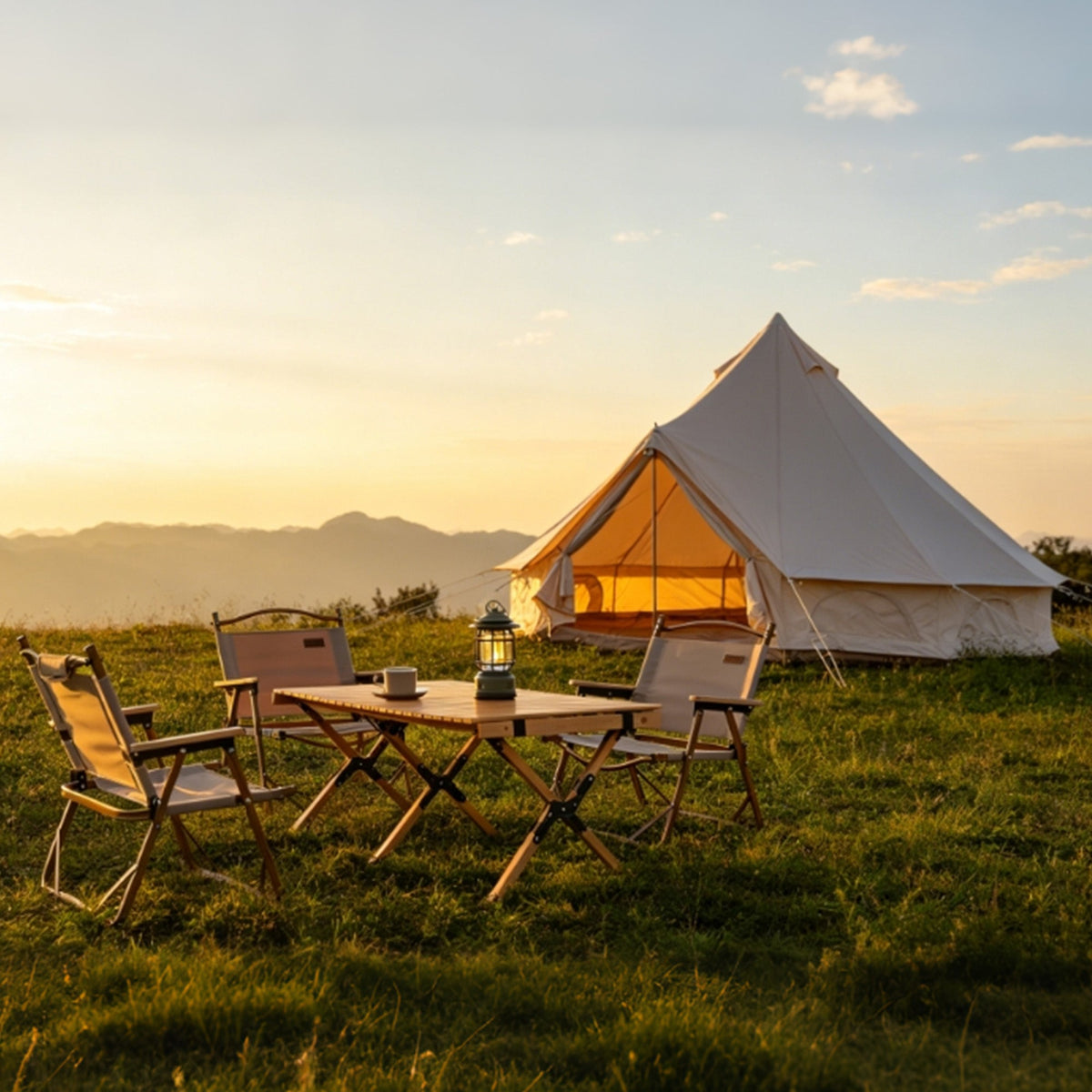 Oxford Bell Tent 9.8’/13.1’ with Stove Jack for Family Camping