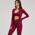 The Sizzle Zip Jacket Sports Bra Leggings | 3-Piece Set