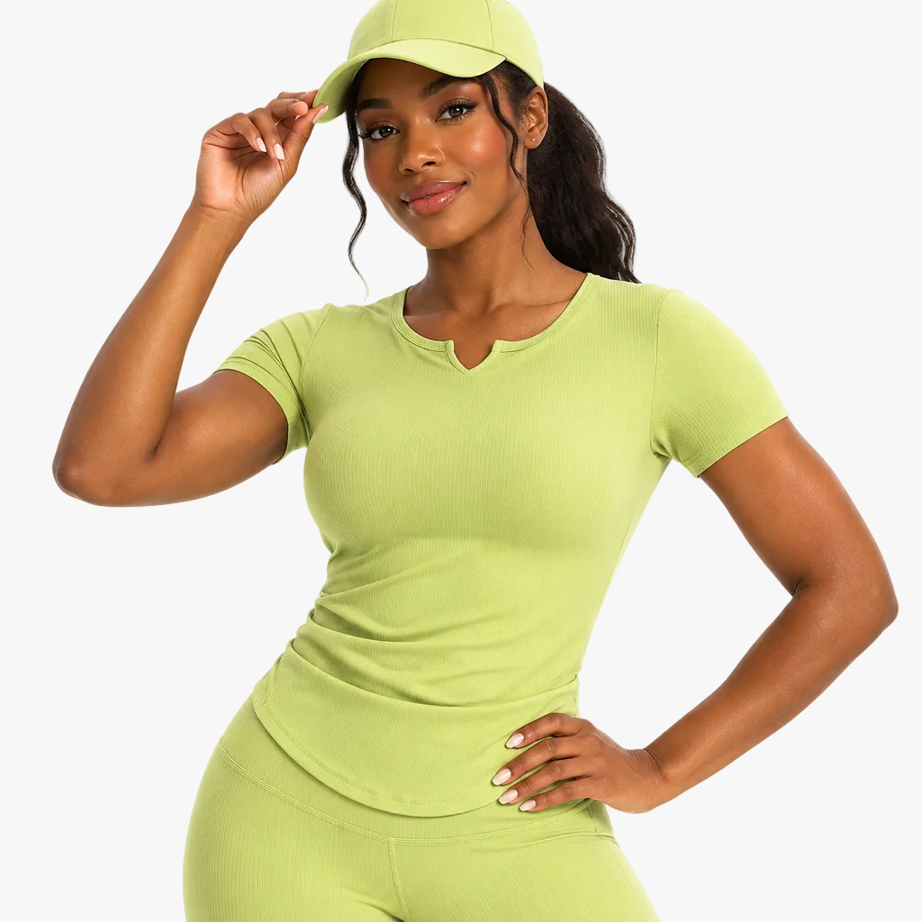 Active Basic Notched Short Sleeve T-Shirt