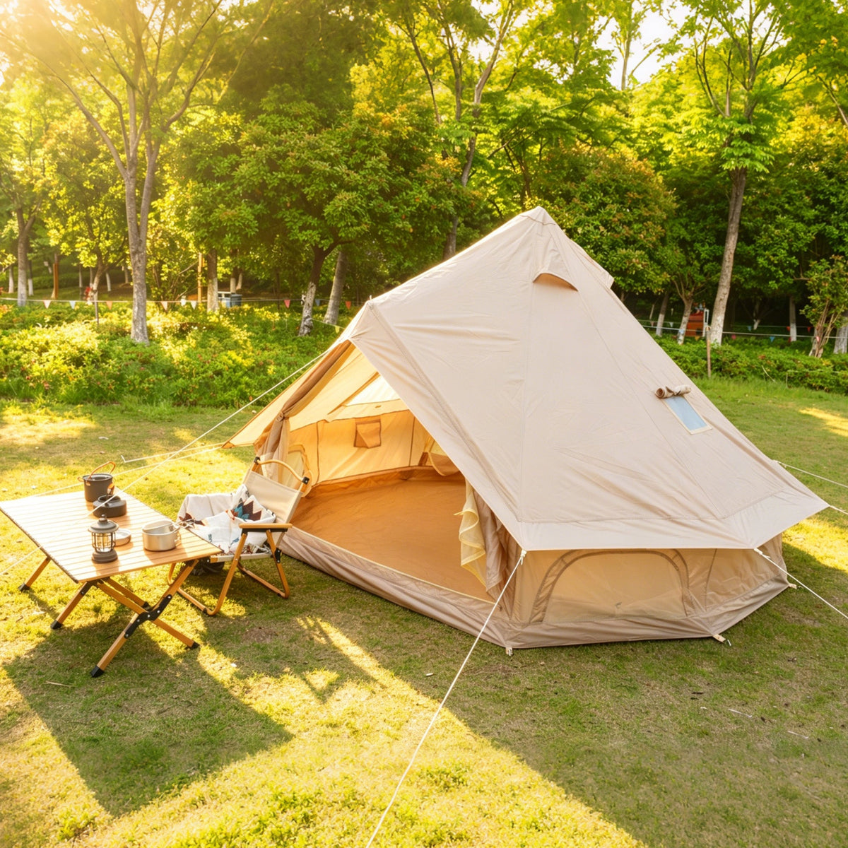 Oxford Bell Tent 9.8’/13.1’ with Stove Jack for Family Camping