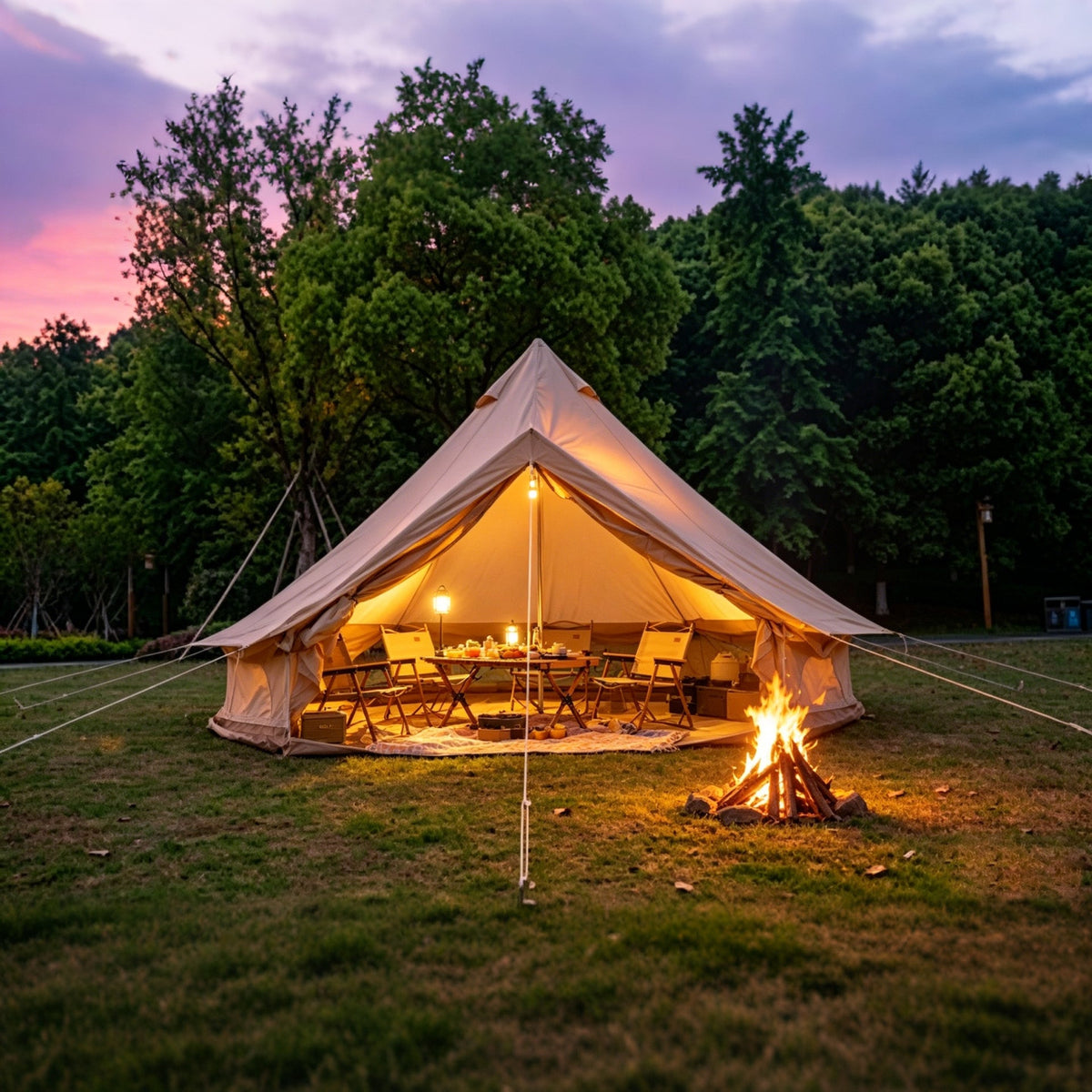 Oxford Bell Tent 9.8’/13.1’ with Stove Jack for Family Camping