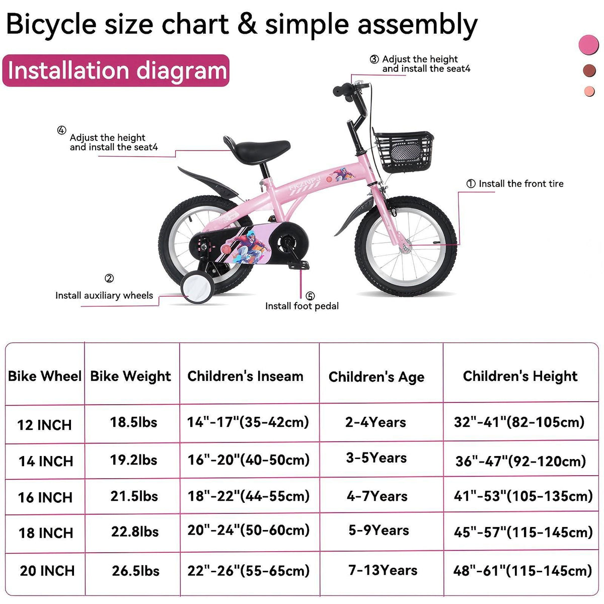 16" Sporty Kids Bike with Training Wheels and Stand Adjustable Saddle | Aged 4-8 Years (Tall Height 41-46")