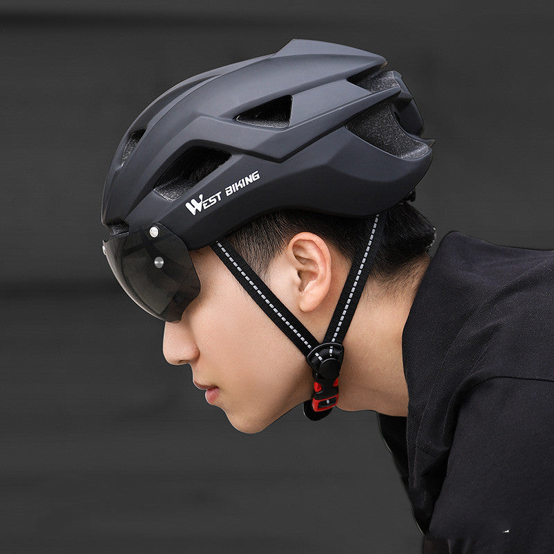 West Biking Cycling Helmet with Integrated Goggles