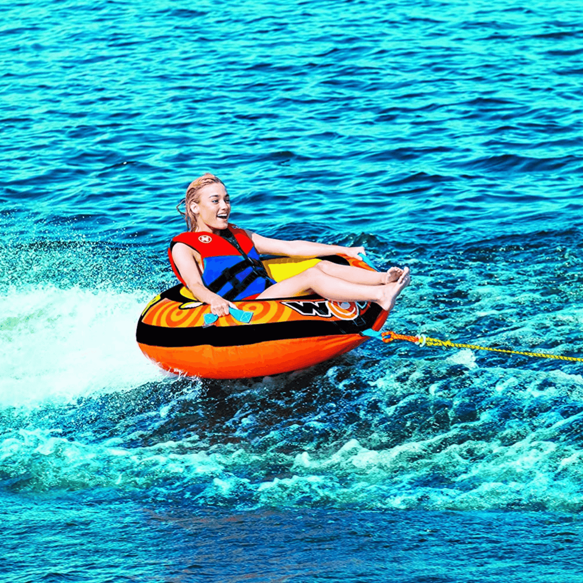 WOW Watersports Lil' Skipper 1 Person Towable with Fast Inflate and Built-In Cup Holder