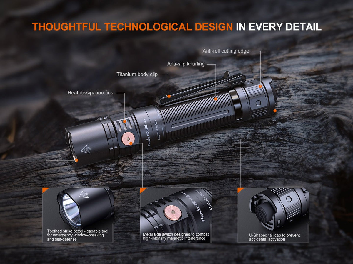 Fenix PD36R V2 Compact Rechargeable Tactical Flashlight | 1700 Lumens