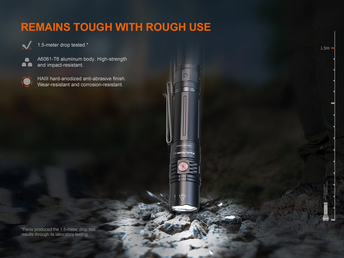 Fenix PD36R V2 Compact Rechargeable Tactical Flashlight | 1700 Lumens