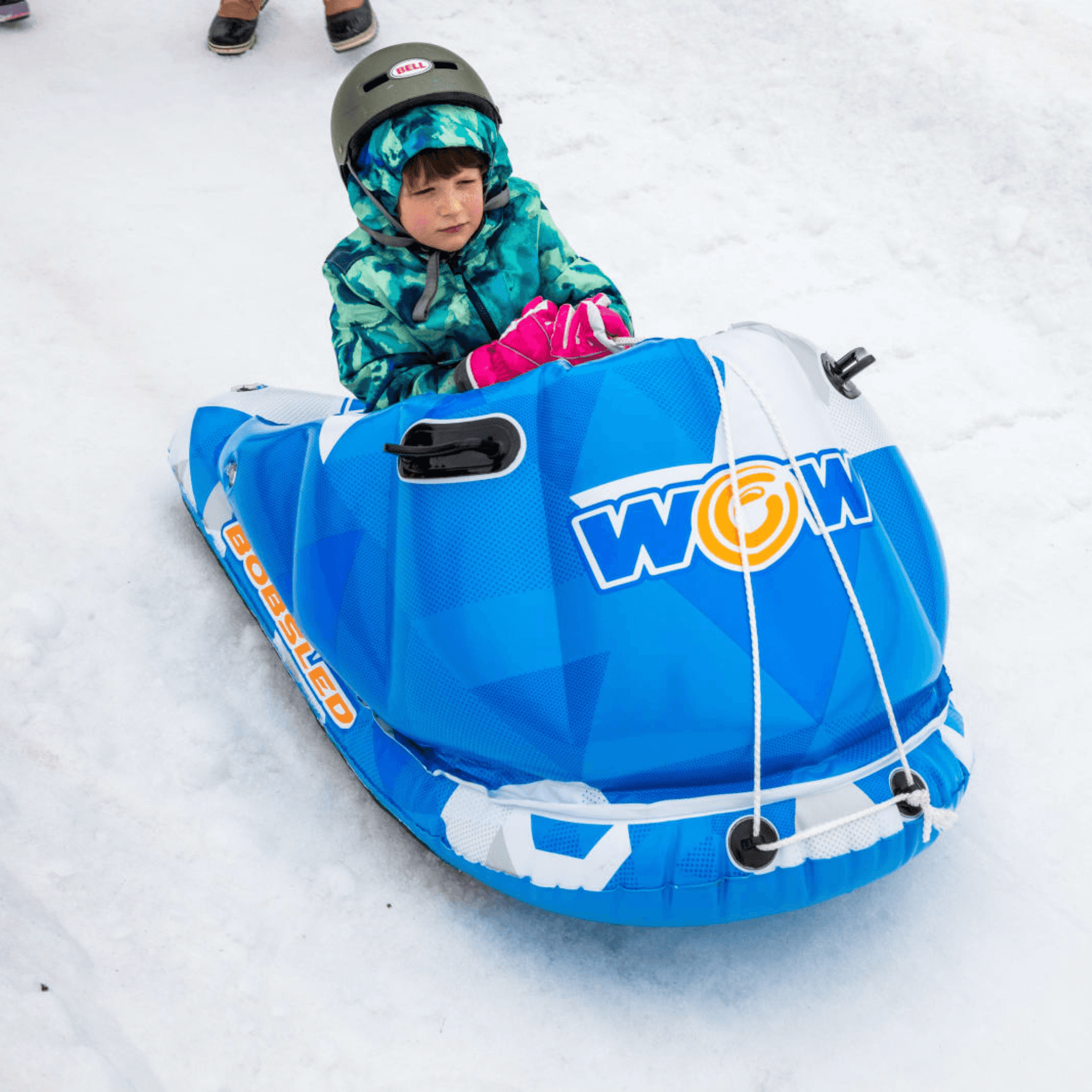WOW Watersports Snow Tube Bobsled for Kids and Adults with Front Snow Shield