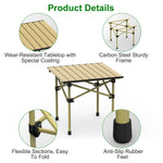 Folding Camping Carbon Steel Roll-Up Picnic & BBQ Table with Carry Bag