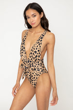 Halter Neck One-Piece Swimsuit Leopard | F1811