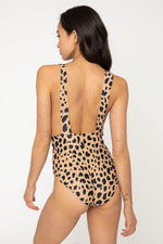 Halter Neck One-Piece Swimsuit Leopard | F1811