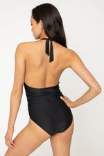 Halter Neck One-Piece Swimsuit Black | F1812