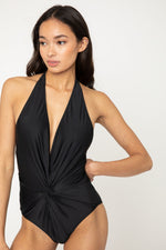 Halter Neck One-Piece Swimsuit Black | F1812