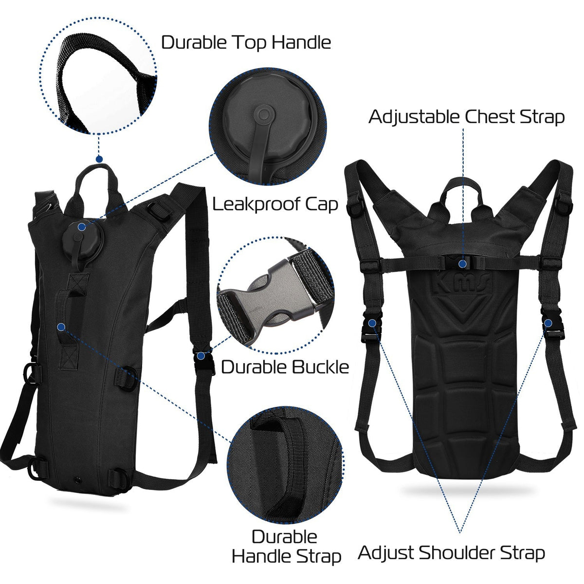 iMounTEK Tactical Hydration Pack 3L Water Bladder | Adjustable Water Drink Backpack