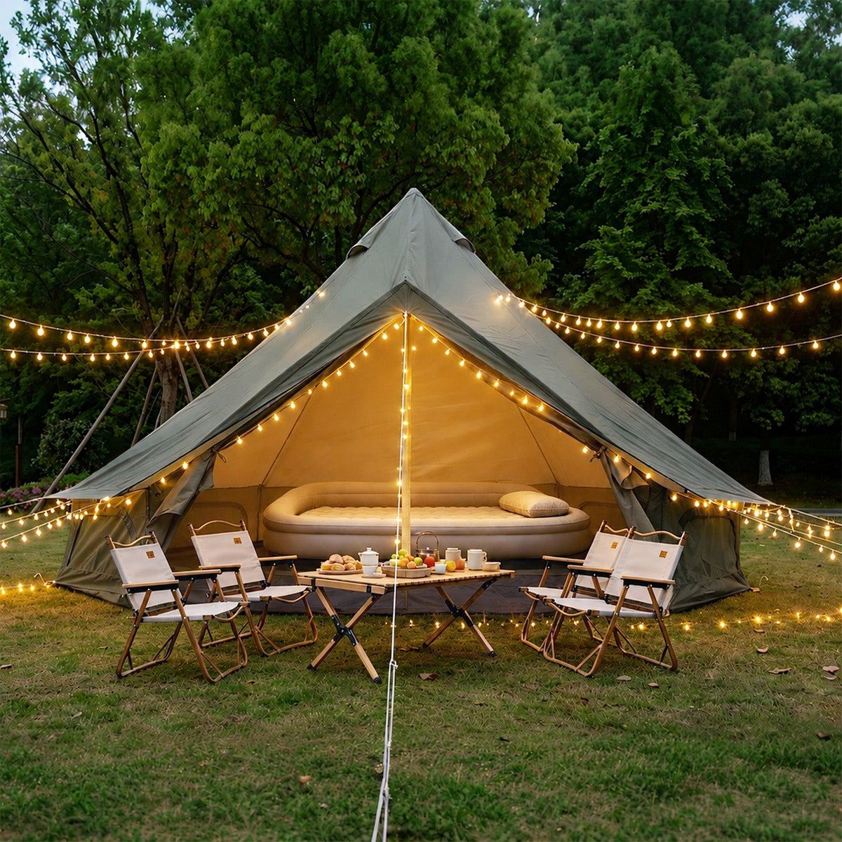 Oxford Bell Tent 9.8’/13.1’ with Stove Jack for Family Camping