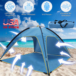 Outdoor Waterproof Tent Canopy 4-6 Person with 3-Door Openings UPF50+ | Beach Picnic Camping Hiking Adventure