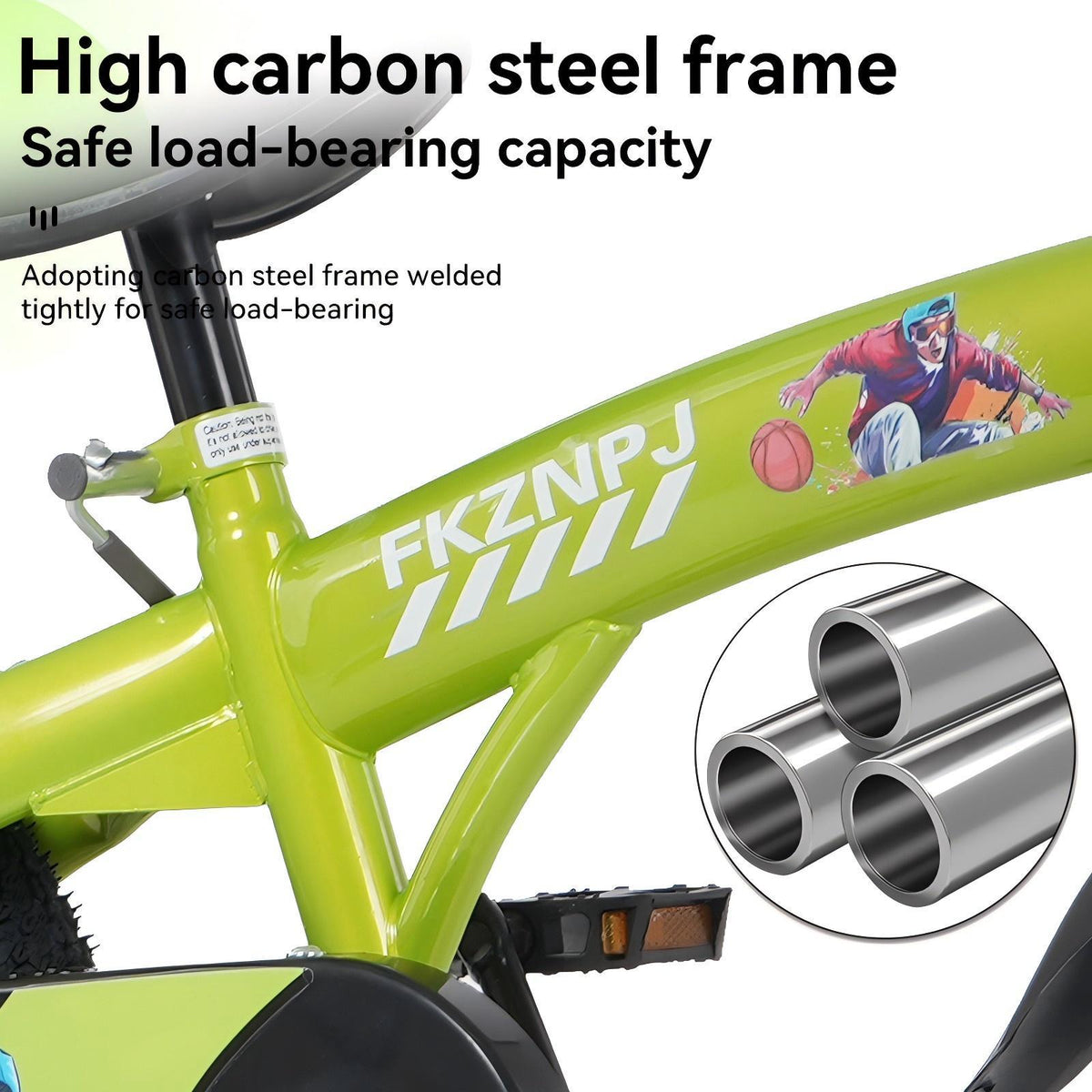 18" Sporty Kids Bike with Training Wheels and Stand Adjustable Saddle | Aged 5-10 Years (Tall Height 39-49")