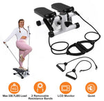 Mini Fitness Stepper with 2 Resistance Bands LCD Monitor | Max 330 LBS