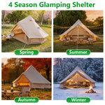 Oxford Bell Tent 9.8’/13.1’ with Stove Jack for Family Camping