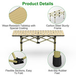 Folding Camping Carbon Steel Roll-Up Picnic & BBQ Table with Carry Bag