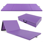 4-Panel PU Leather Folding Exercise Mat with Carrying Handles | 10' x 4' x 2"