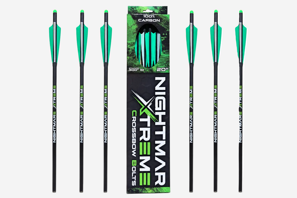 NIGHTMARE XTREME Crossbow Bolts Carbon Half Moon and Capture Nocks (6 pcs) | 20"