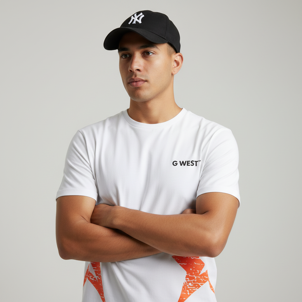 G West Mens Oversized Cricket India Arch Logo T-Shirt
