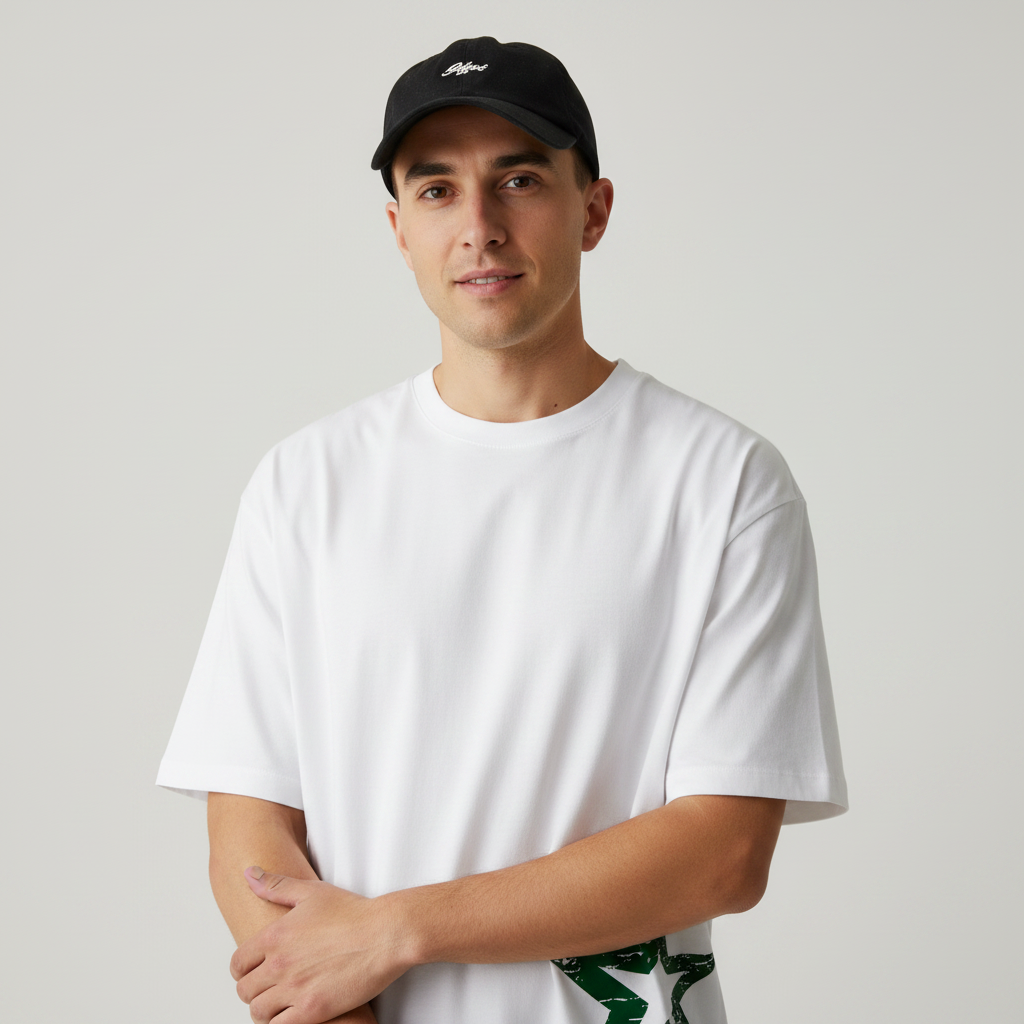 G West Mens Oversized Cricket White T-Shirt