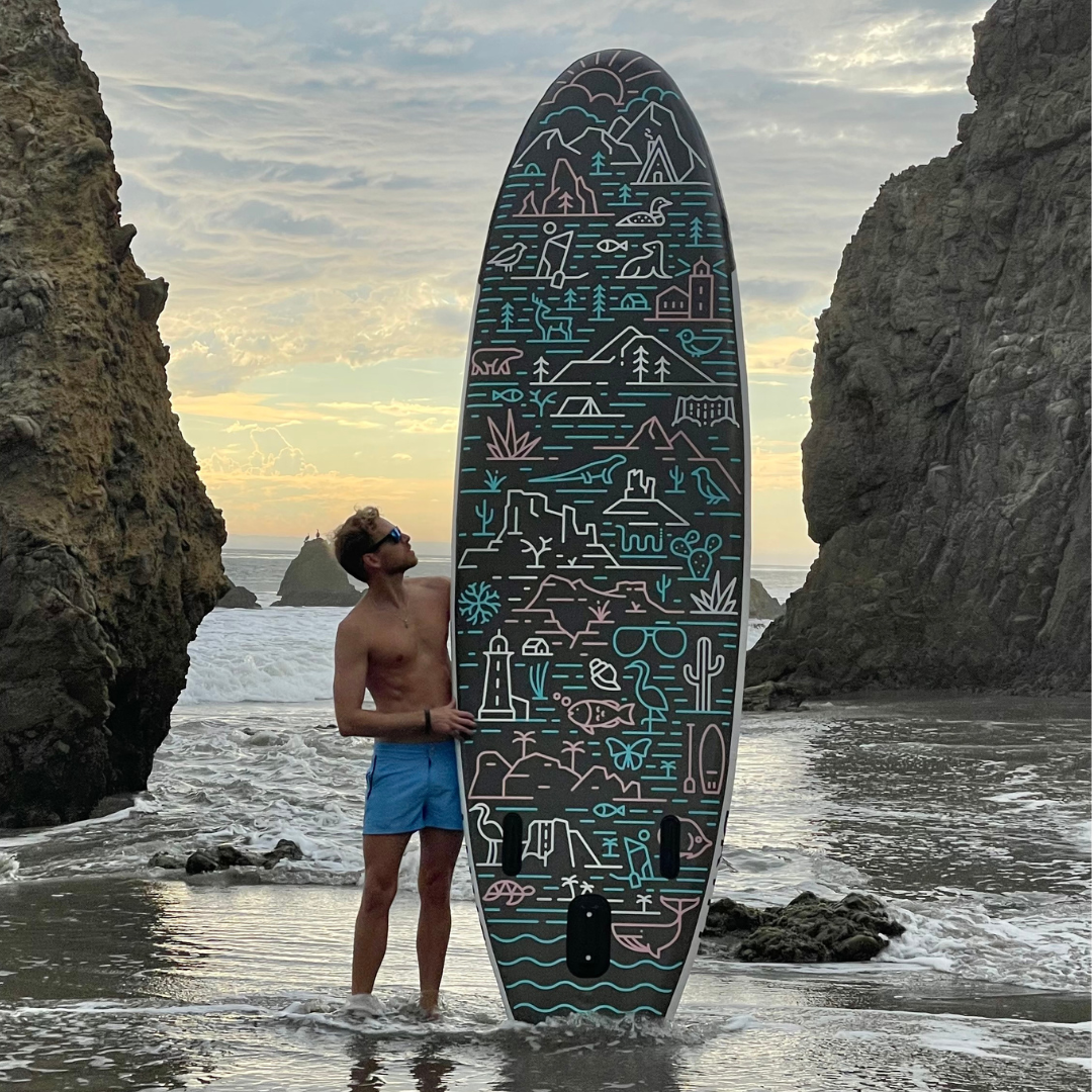 GrandSol Oasis Pack 11’ 4” Inflatable Paddle Board + Paddle, Pump, Detachable Fin, & Carrying Case