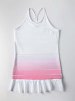 Girls Strappy Tennis Flounce Dress | Plumeria Ombre