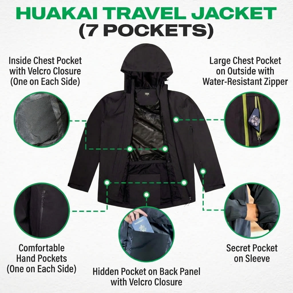 The Huakai Travel Rain Jacket | Black