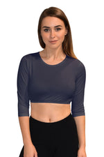 3/4 Sleeve Cropped Layering Shell in Viscose Spandex | Women's and Plus Sizes