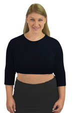 3/4 Sleeve Cropped Layering Shell in Viscose Spandex | Women's and Plus Sizes