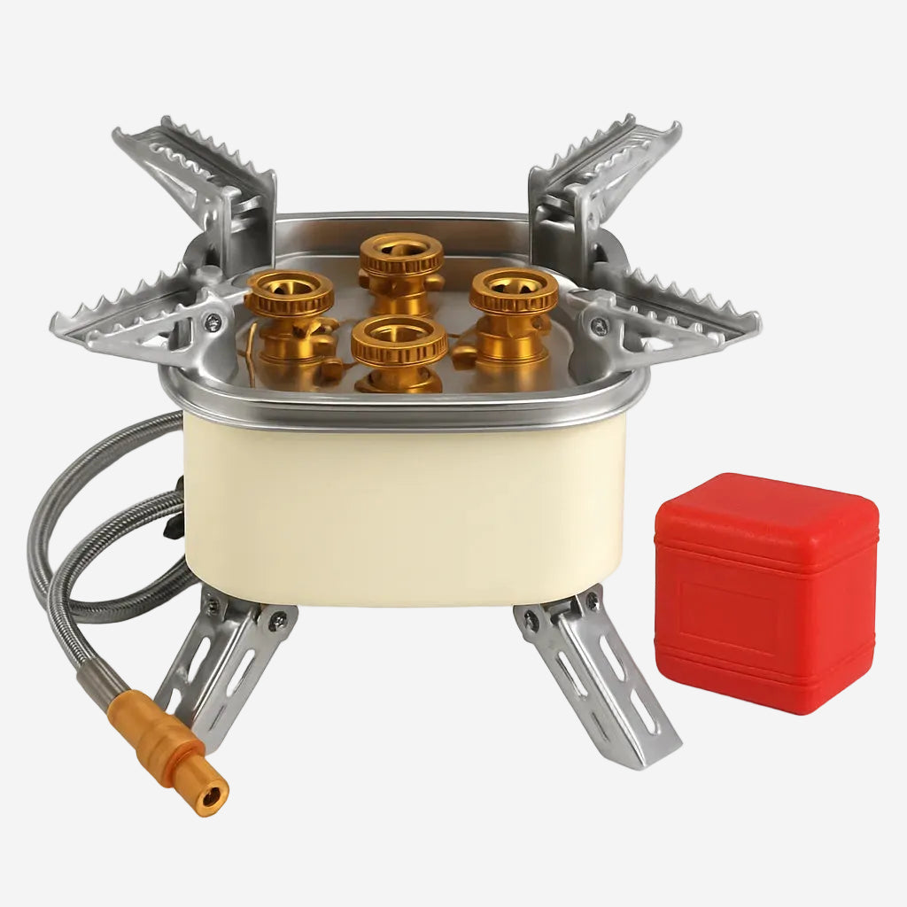 13000W Portable Windproof Camping Stove Five-Head Gas Cooking Burner | ISO-Butane, Propane, Butane
