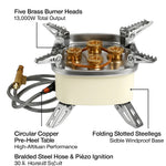 13000W Portable Windproof Camping Stove Five-Head Gas Cooking Burner | ISO-Butane, Propane, Butane