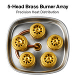 13000W Portable Windproof Camping Stove Five-Head Gas Cooking Burner | ISO-Butane, Propane, Butane