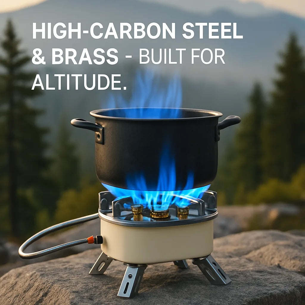 13000W Portable Windproof Camping Stove Five-Head Gas Cooking Burner | ISO-Butane, Propane, Butane