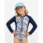 Girls Long-Sleeve 3/4 Zip Rash Guard Paisley | K4802