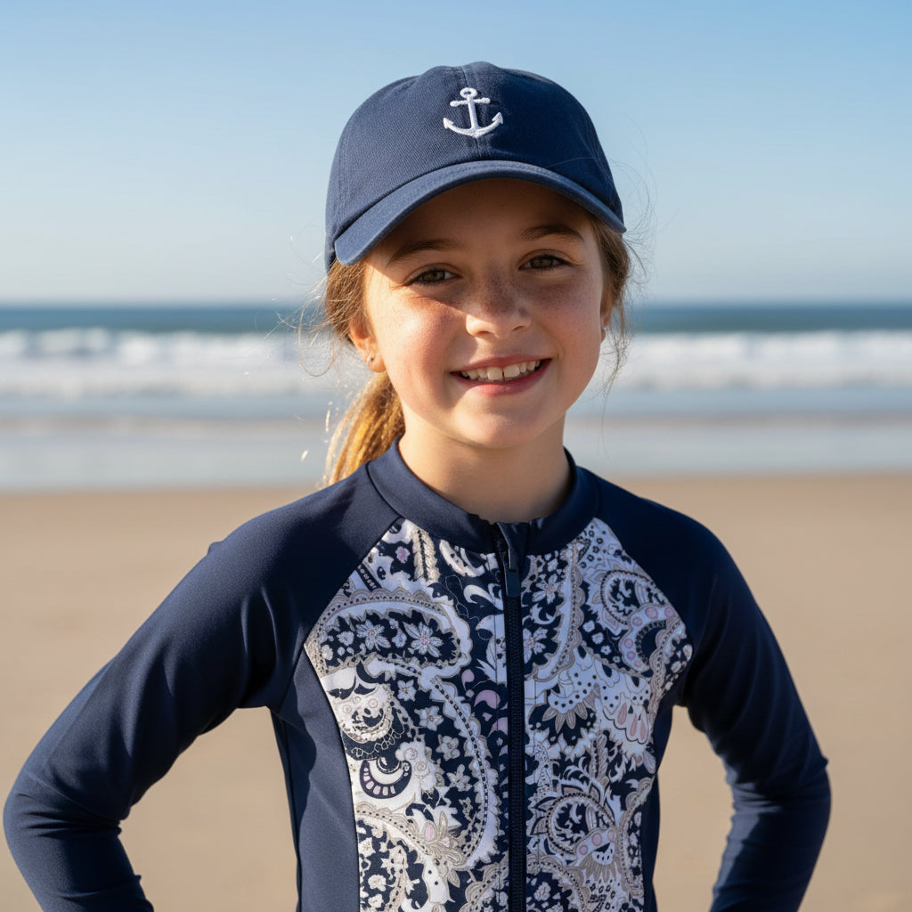 Girls Long-Sleeve 3/4 Zip Rash Guard Paisley | K4802