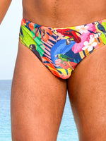 Men’s Swim Brief | Tropical Aviary Elegance