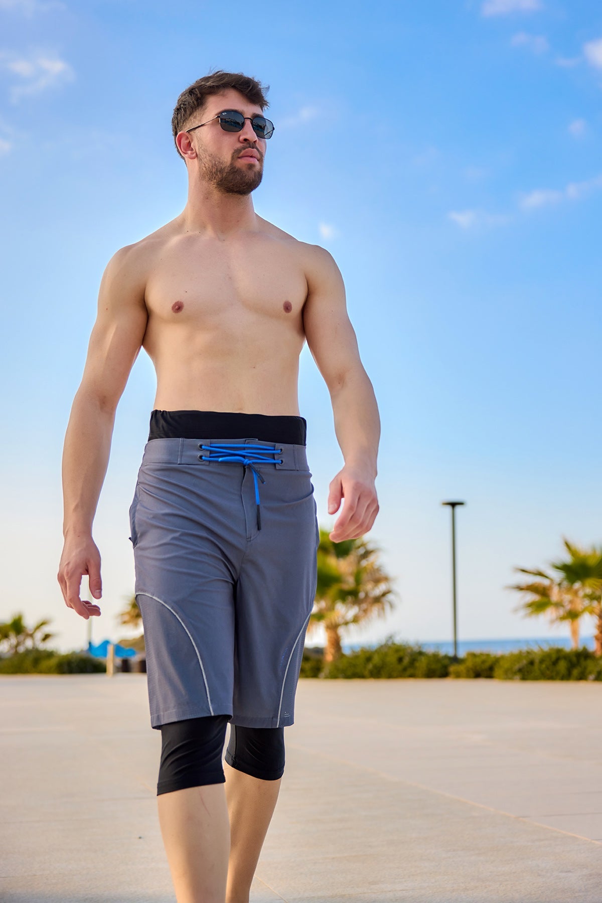 Marina Gray Men's Modest Swim Shorts | S2501-1