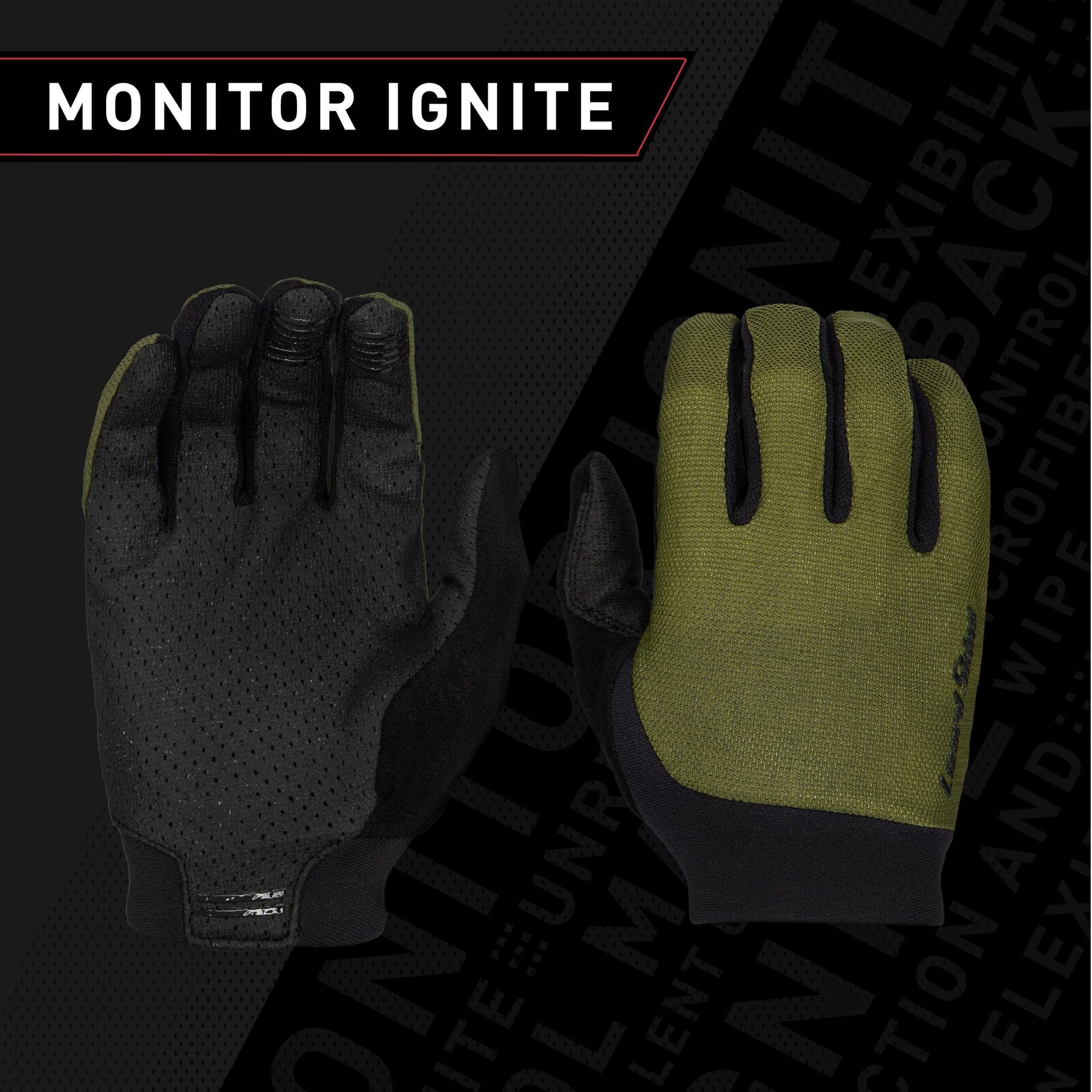 Lizard Skins Monitor Ignite Long Finger Cycling Gloves | Olive Green