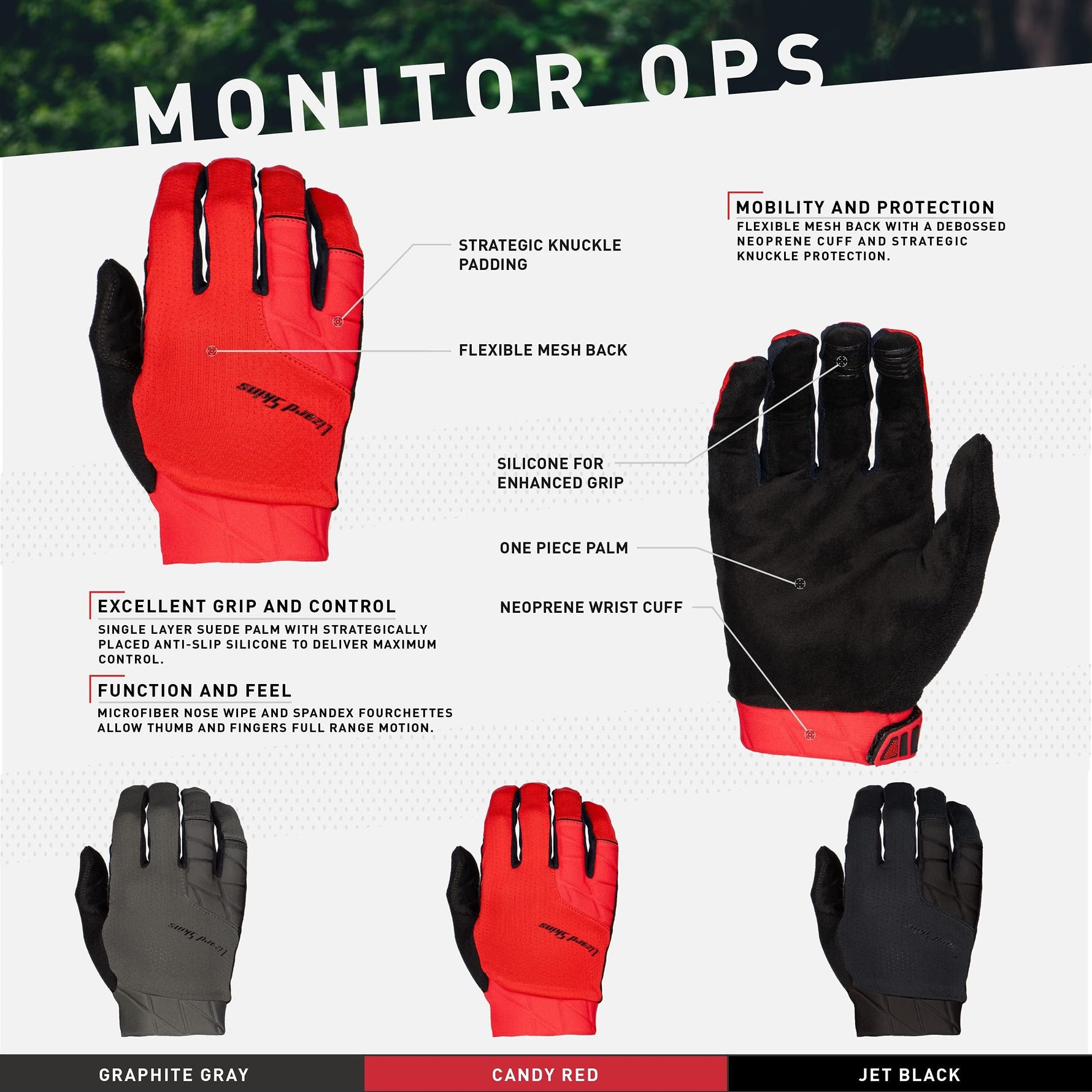 Lizard Skins Monitor Ops Cycling Gloves | Long Finger Unisex Bike Gloves