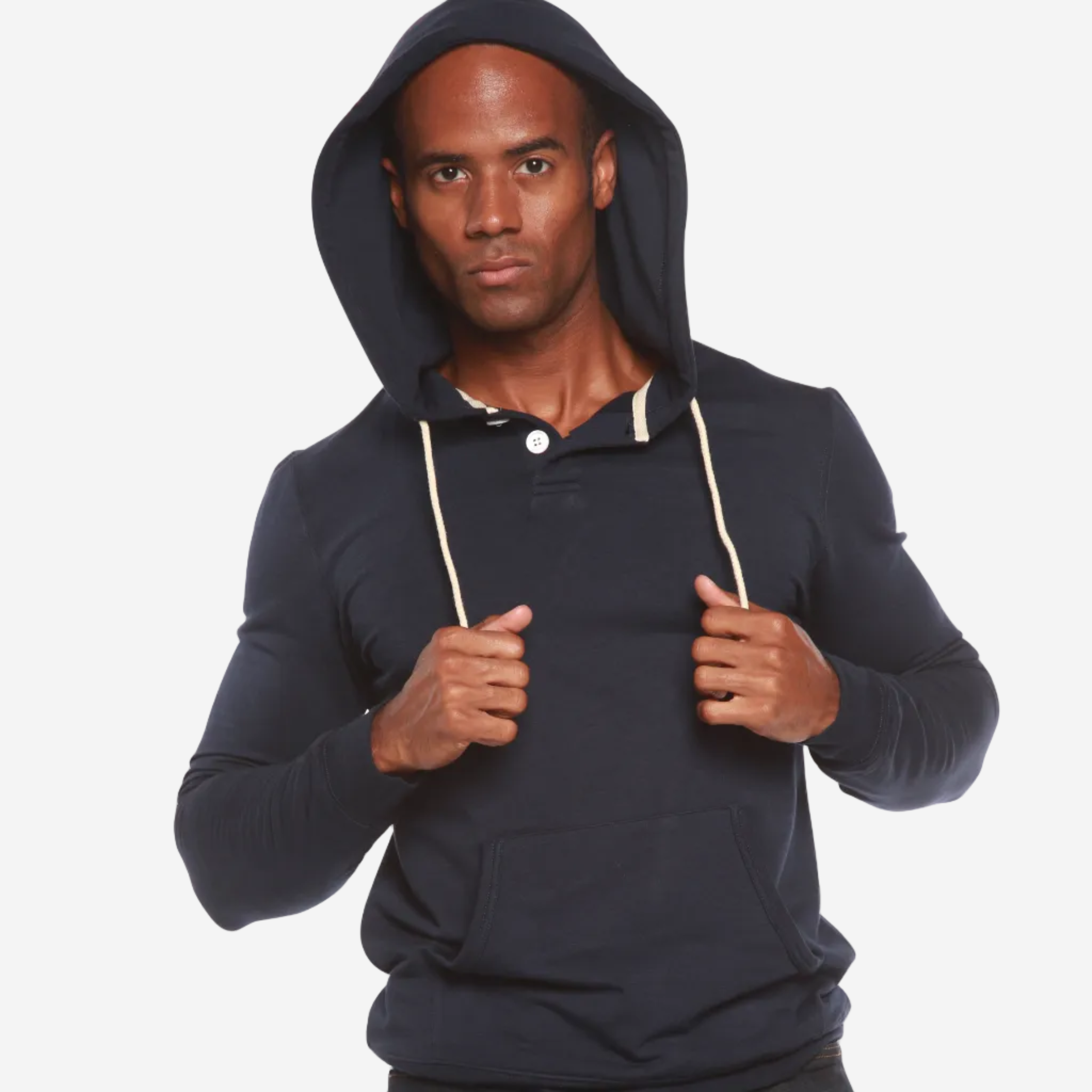 Men's Henley Style Bamboo Viscose Fleece Hoodie