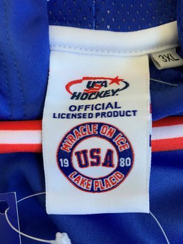 USA Hockey Officially Licensed "Miracle on Ice 1980 Team" Jersey Navy Tee | Adult