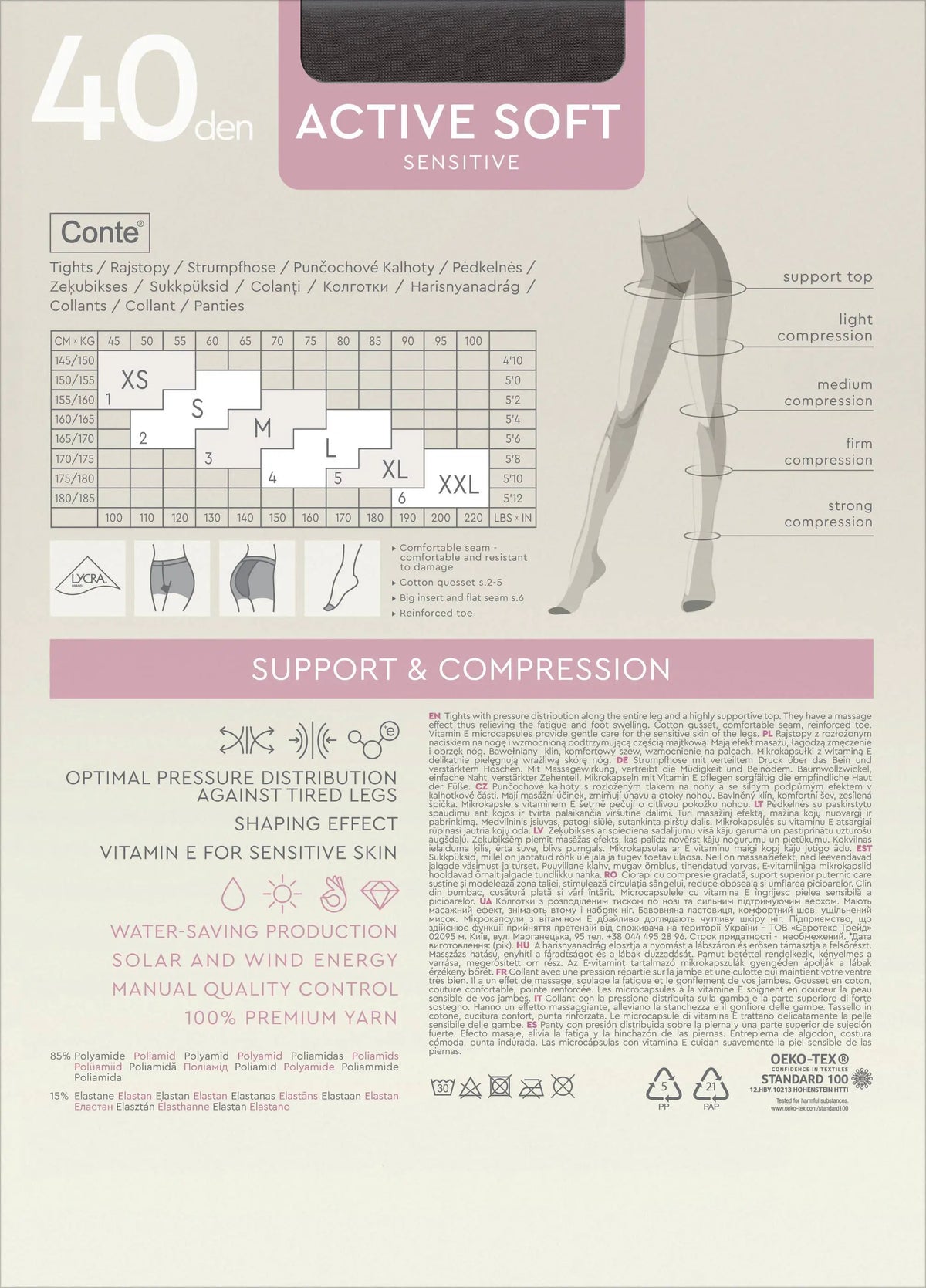 Tights Conte Active Soft 40 Den | Shaping Support with Vitamin E