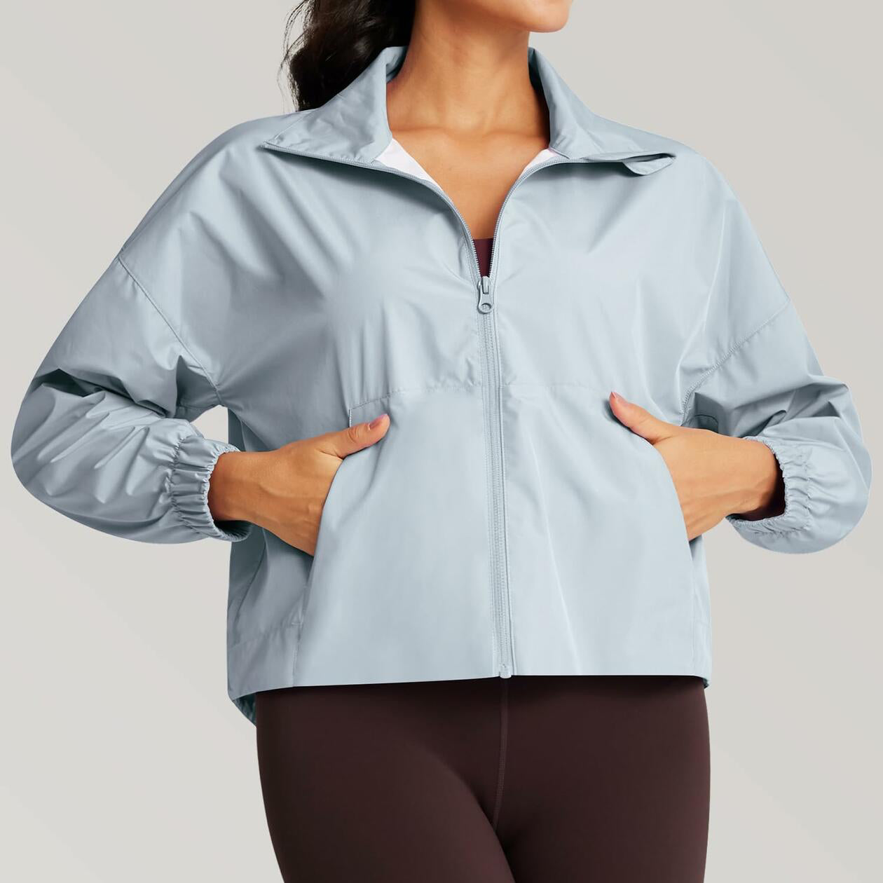 Women’s (Size M) Short Cut Windbreaker Jacket | Blue