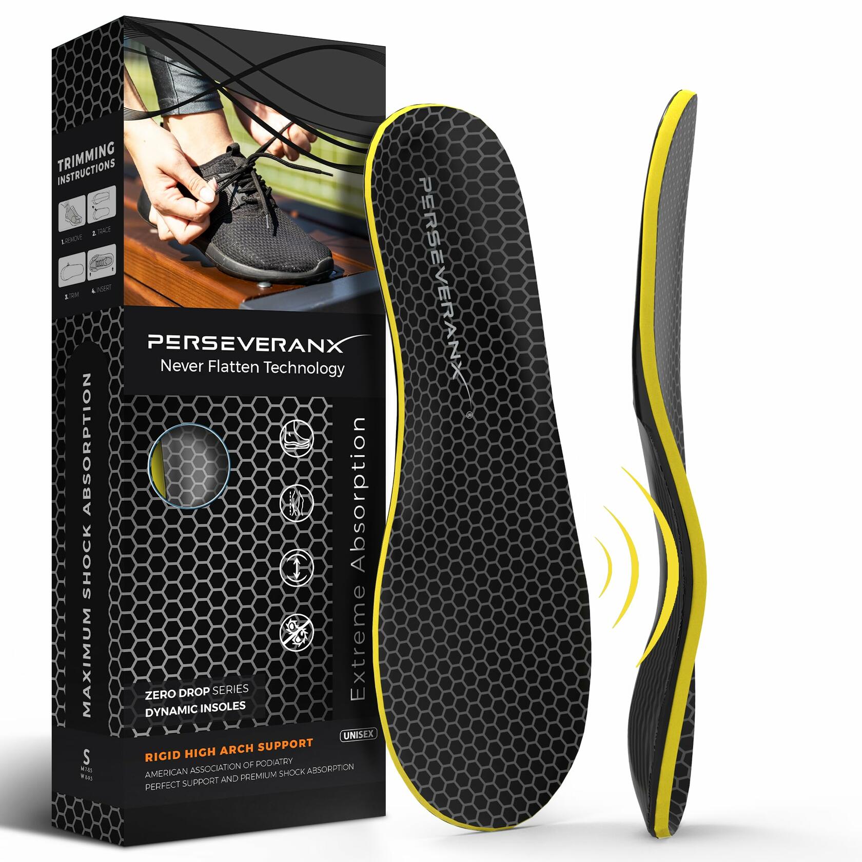 Arch Support Shoe Insole Shock Absorb | XL (M12.5-14.5/W13.5-15.5)