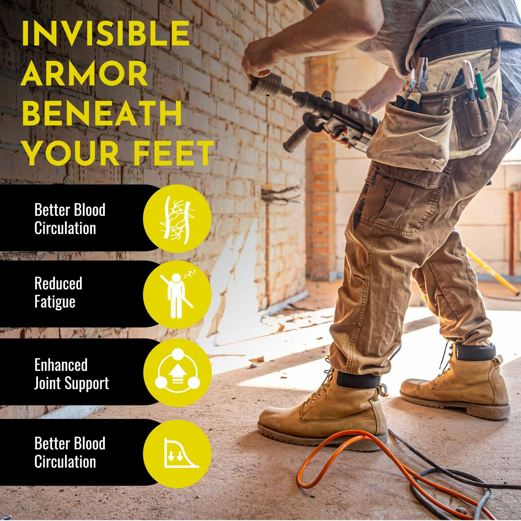 Arch Support Shoe Insole Shock Absorb | XL (M12.5-14.5/W13.5-15.5)