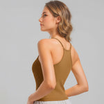 Women’s (Size L) Workout Tank Top with Built-in Bra | 2-Pack | Brown+White