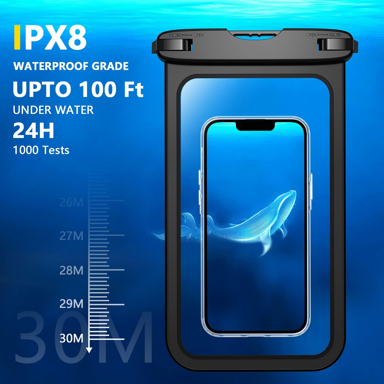Waterproof Phone Pouch IPX8 Up to 10" with Lanyard | 2-Pack